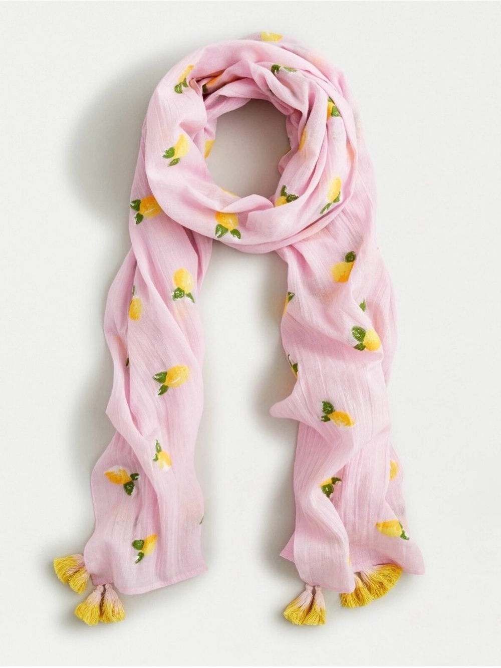 J. Crew Pink Lemon Print Lightweight Women's Scarf - BNWOT